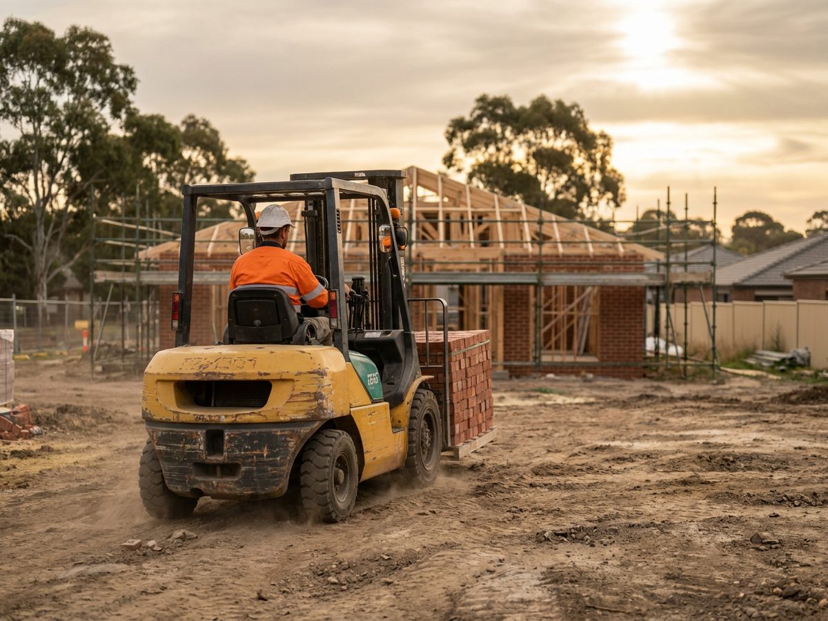 Forklift operator moving materials on a Sydney site